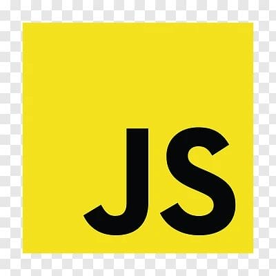 JavaScript logo featuring yellow text with JS abbreviation